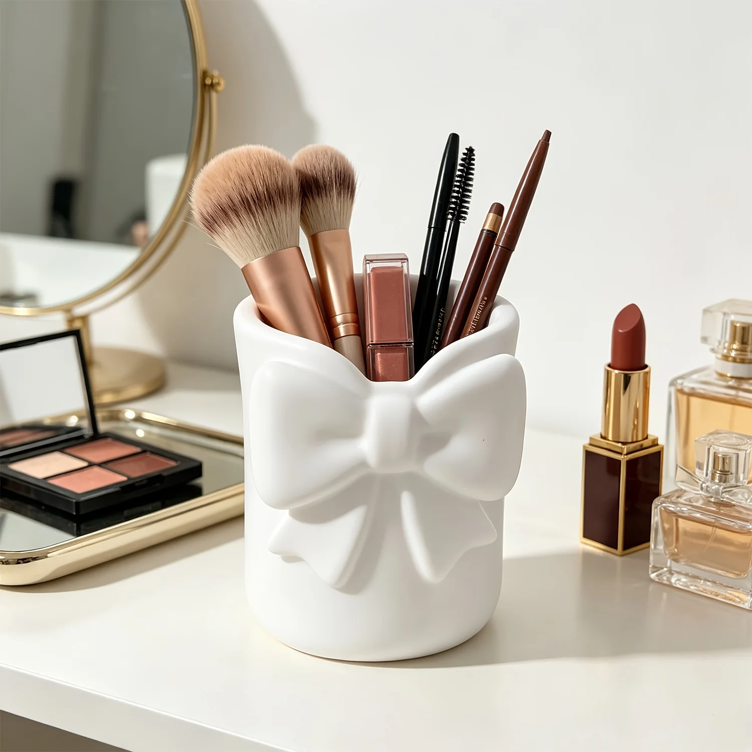 1pc Countertop Storage Bin, Makeup Brush Organizer, Can Be Used as a Pen Holder, Lip Gloss Eyebrow Pencil Makeup Brush Holder