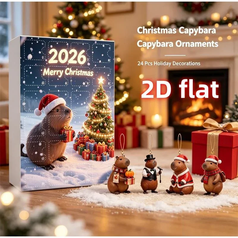 Acryl-Anhänger Weihnachtsbaumschmuck Weihnachtsdekoration Geschenk Capybara Weihnachts-Adventskalender 24-Tage-Countdown-Kalender 2D – Detail 2