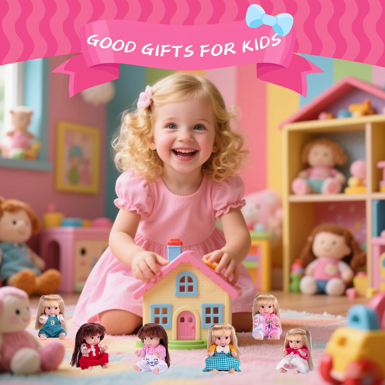 6-Piece Princess Doll Set - 4.3-Inch Cute Animal Toddler Doll Gift Box - Perfect for Birthdays, Holidays and Easter view 5