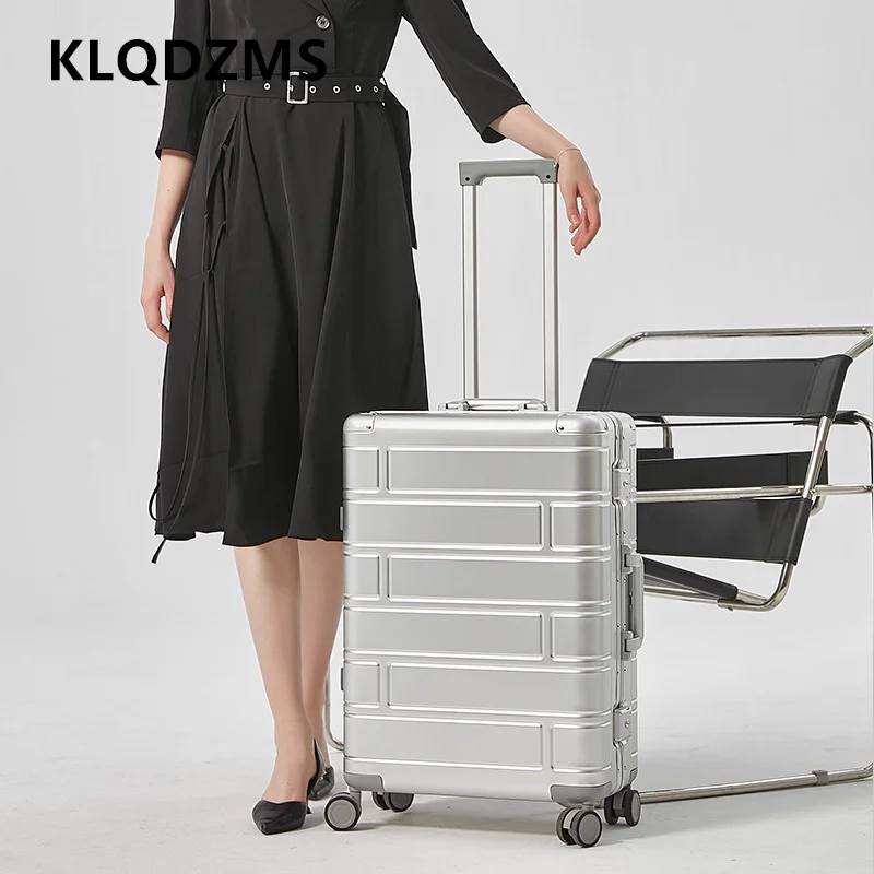 

KLQDZMS Men's Suitcase All Aluminum Magnesium Alloy Trolley Case 20"24"28 Inch Boarding Box Universal Wheel Rolling Luggage