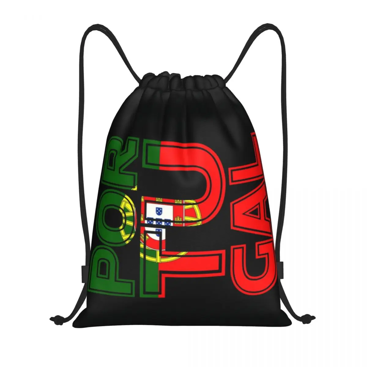 I Love Portugal Country Land Cut Flag Drawstring Backpack Bags Lightweight Portuguese Gym Sports Sackpack Sacks for Traveling