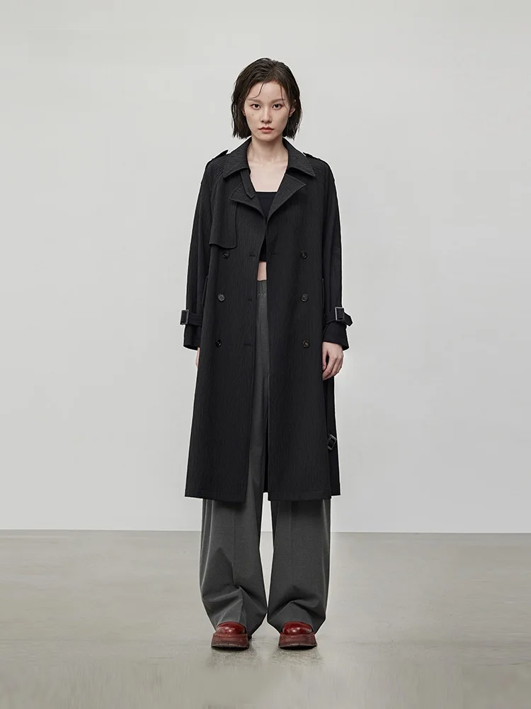 

Женская повседневная ветровка XMOOM2024 осенняя новинка, свободного кроя, длинная, с классическим узором под кору дерева, из полиэфирного волокна