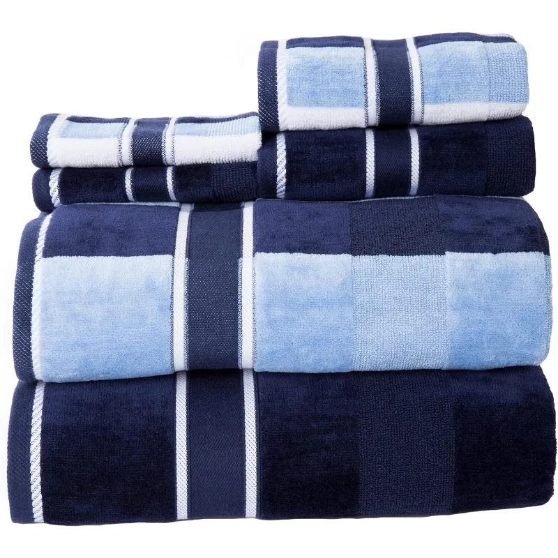 6 Piece Towel Set - 525 GSM 100% Cotton Bathroom Accessories - 2 Bath Towels, 2 Hand Towels,and 2 Wash Cloths-Soft and Absorbent