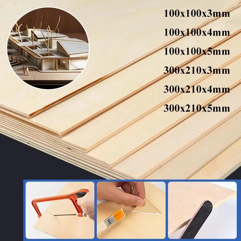 

Width100/300mm Length 100/210mm Thick 3/4/5mm Plywood Craft Board Model Layer Wood DIY Sand Table Building Materials Accessories