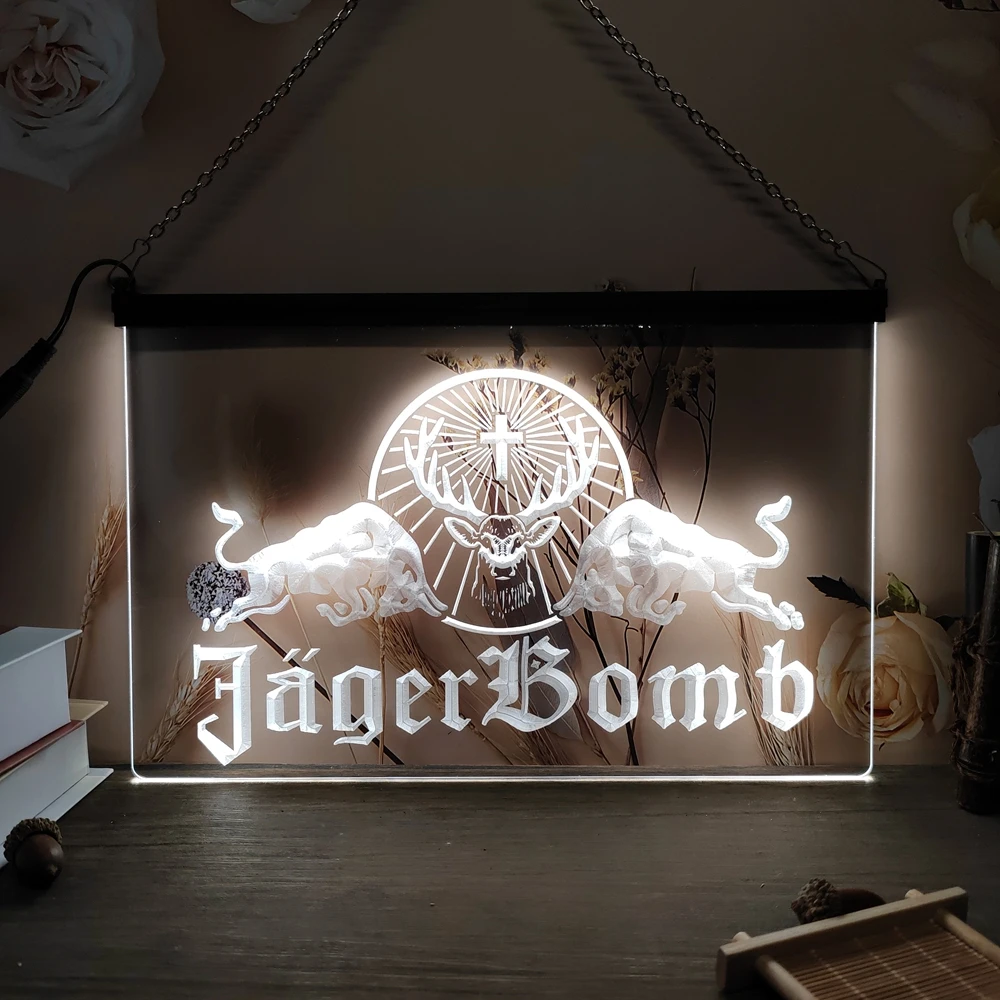 Jager Bull Wine-3D نحت LED النيون ديكور المنزل جدار الزفاف مكتب غرفة نوم الإبداعية #1