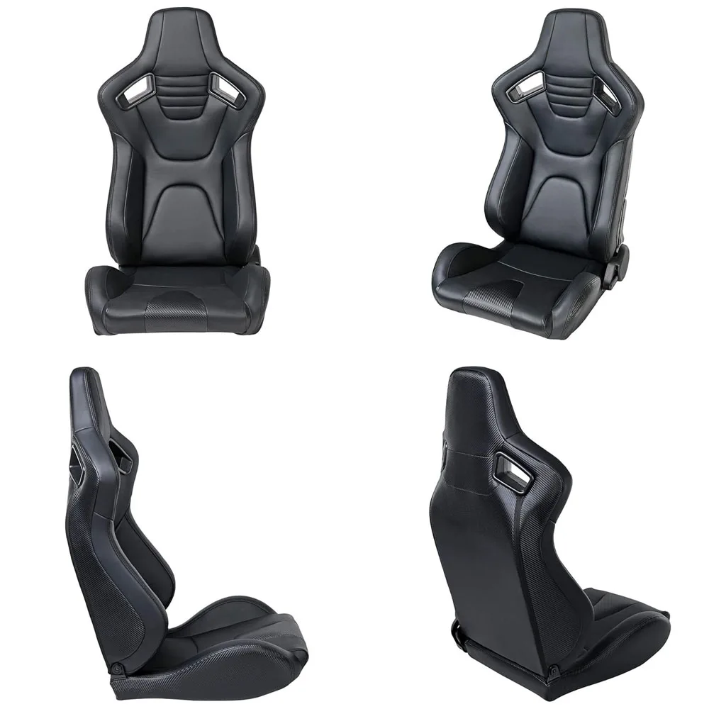 Black PVC Carbon Look With Double Slider And Single Adjustor For Automobile Car Use Sports Racing Seat