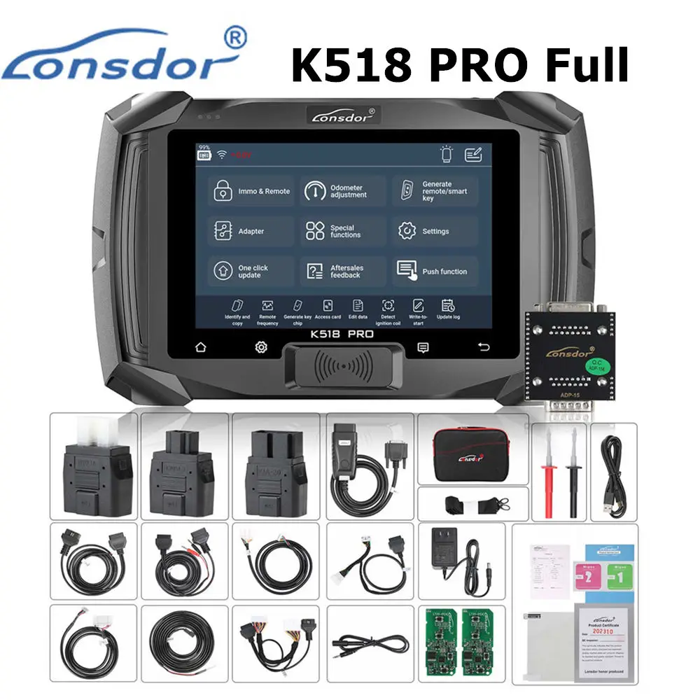 Lonsdor K518 PRO Full Version Programmer with LT20 Smart Key for Toyota FP30 Cable for Nissan BCM Cable FCA 12+8 JLR ADP Adapter