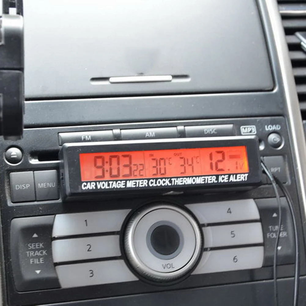 In Electronic Car Clock LED Car Electronic Clock Black Car Thermometer High-quality Real Time Monitoring Socket New