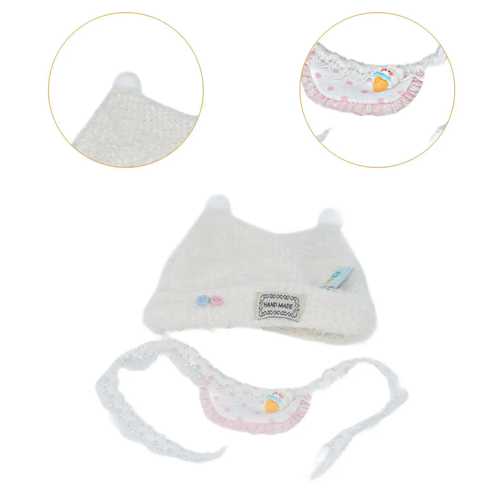 Boné de boneca de pelúcia desenho animado faça suas próprias bonecas boné com punho para boneca de 6,69 polegadas