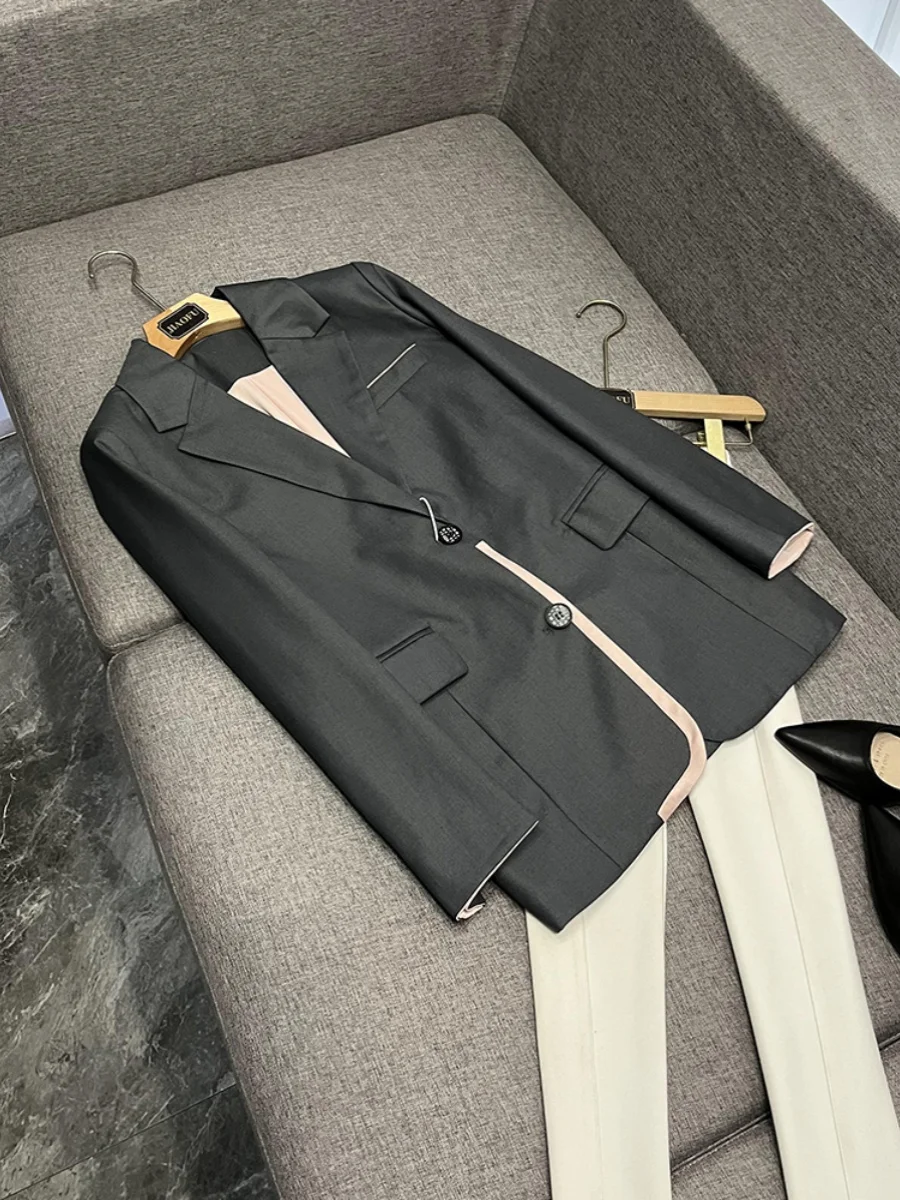 

Ay Свободный женский модный лоскутный корейский топ для похудения, длинный костюм-свек Jaet