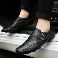 genuine Leather Men Moccasins slip on Soft Casual Loafers handmade Leisure shoes Breathable flats Comfortable for men shoes