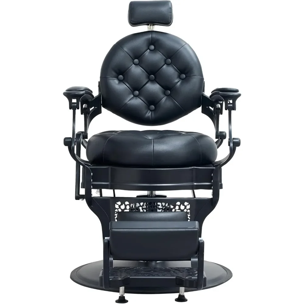 Barber Chairs.Vintage Barber Chair for Barbershop,Heavy Duty Recline Salon Chair for Hair Beauty Stylist Tattoo Home (Black)