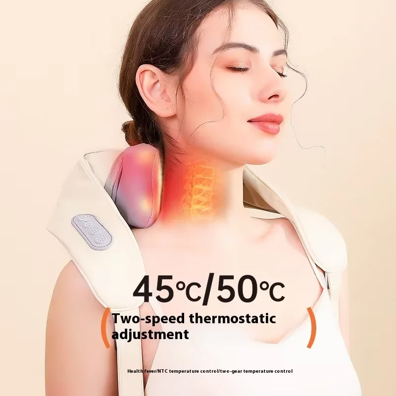 

Portable Wireless Shiatsu Neck And Shoulder Massager Rechargeable Battery With Heat Therapy For Home Office Or Travel Use