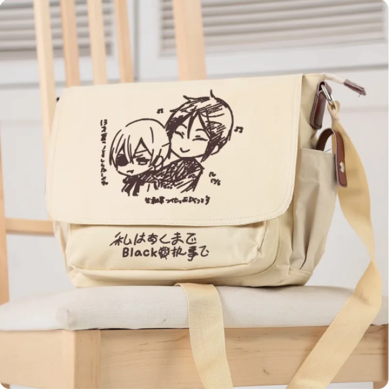 Anime Black Butler Cartoon Bag, Bolsa Mensageiro Estudante, Moda Unisex, Lazer Crossbody, Adolescentes, B1255