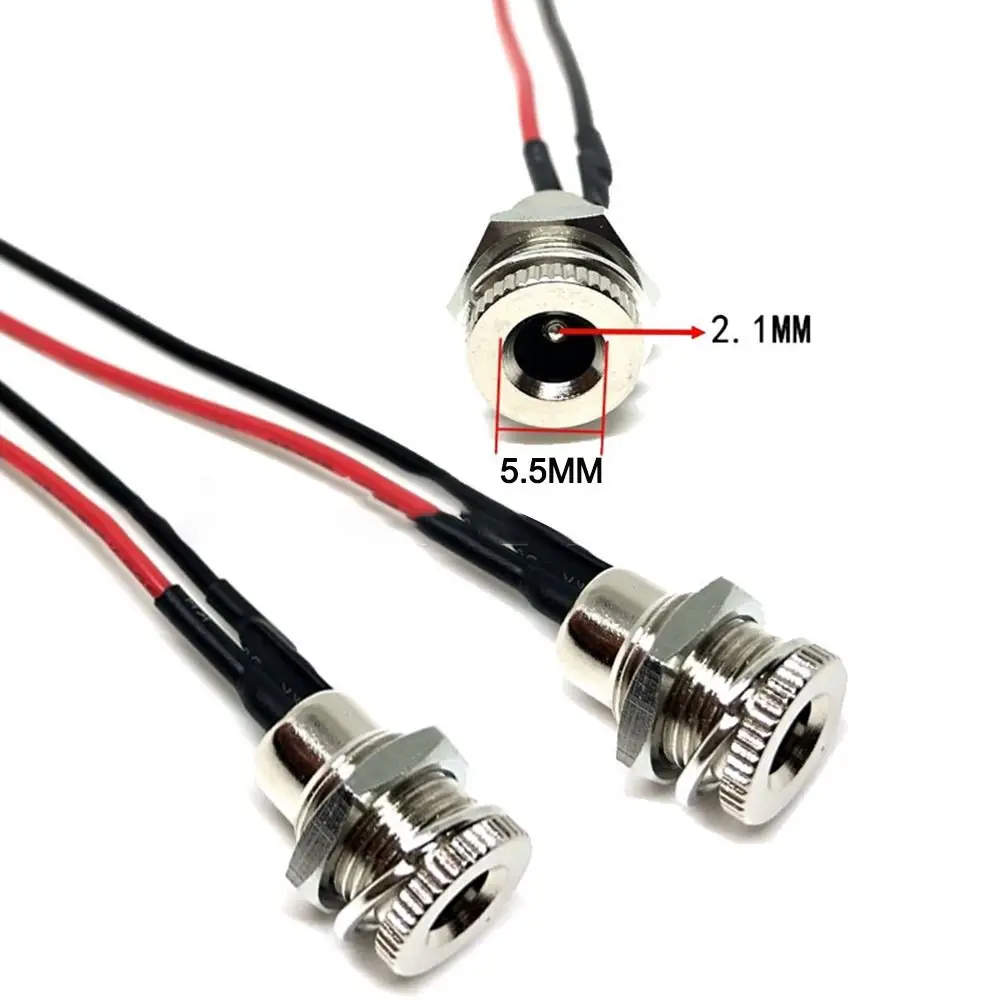 5.5x2.1mm 5.5X2.5mm DC Power Male Female Jack High Current With Cable DC 10CM All Metal Male Female Power Plug Connector