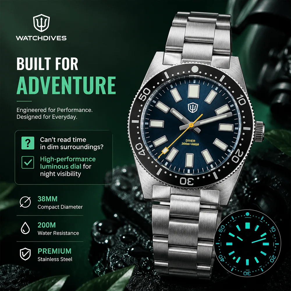 Luxury Watch Men - Watchdives 37 ミリメートル WD1965 V2 マンウォッチ