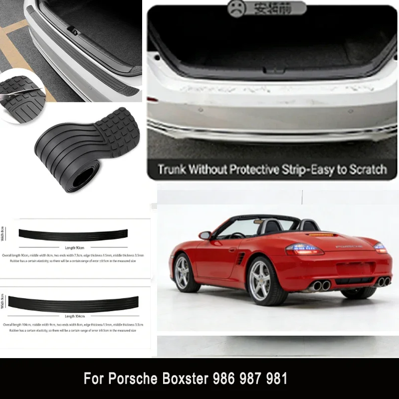 

For Porsche Boxster 986 987 981 Rear Trunk Guard Plate Sticker Car Rear Bumper Trim Anti-Kicked Scratch Protector Sticker Strip