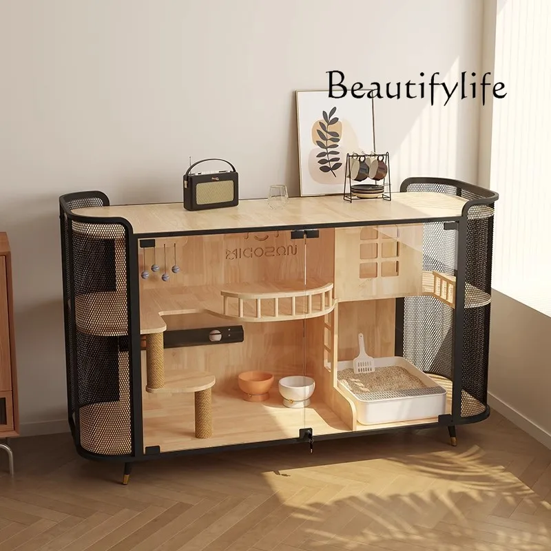 

Luxury Solid Wood Large Space Multi-Layer Cat Nest Pet Cat House Cat Villa People Shared Cabinet