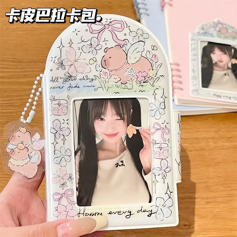 Cute Butterfly Bear Photocard Holder Bag 3inch Binder 32pocket Mini Collect Book with Keychain Idol Photo Album