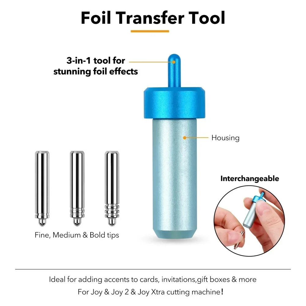 3-In-1 Foil Transfer Kit For Joy/for Joy 2/for Joy Xtra Machines Fine/Medium/Bold Foil Transfer Tips and Housing DIY Card Gift