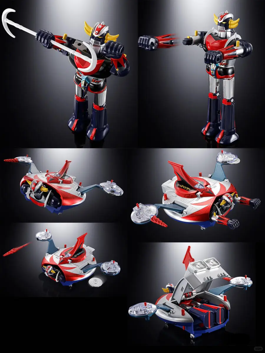 Oryginalny model do składania Bandai CHOGOKIN GRENDIZER & SPAZER UFO SET 1975 Replika Anime Figurka Akcji Kolekcjonerski Model Zabawka Prezent