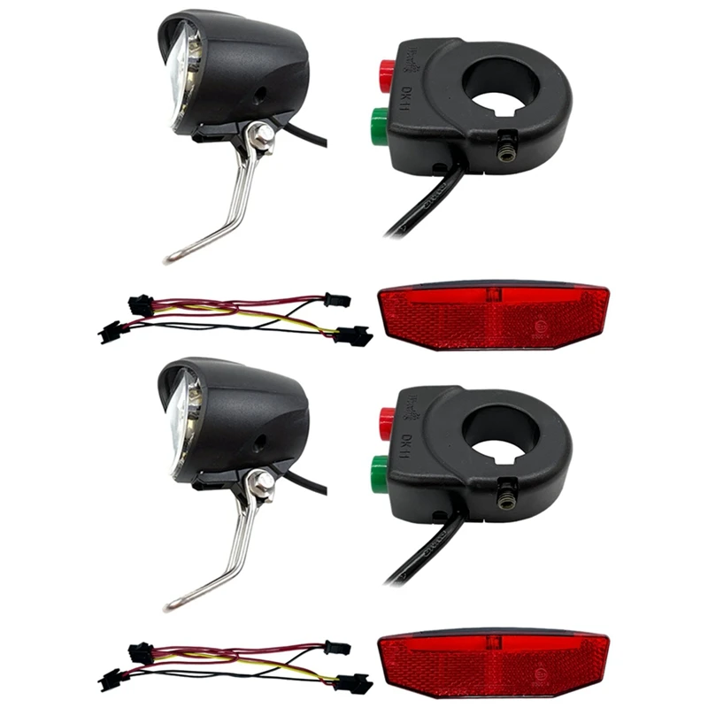 2X Electric Bicycle Front Rear Light Set 12-72V Ebike Headlight Tail Light Connection Wires Kit