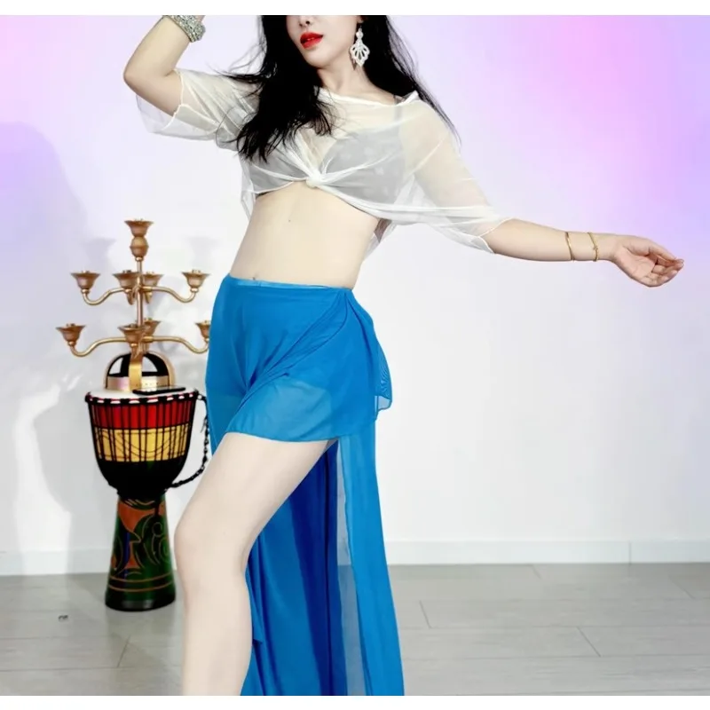 ที่กําหนดเอง Swegal Belly Dance ชุดฝึกเครื่องแต่งกาย Oriental Dance Elegant ตาข่ายลูกไม้กางเกงขากว้างชุด Top