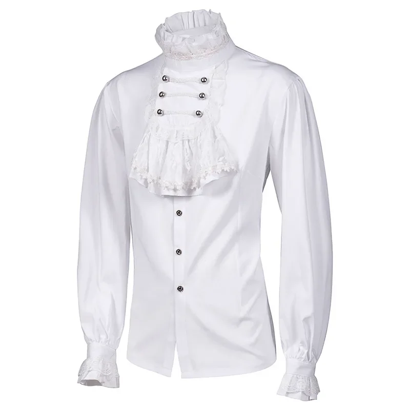 2023 New European and American Men's Pleated Shirt Medieval Costume Steampunk Victoria Top Underwear