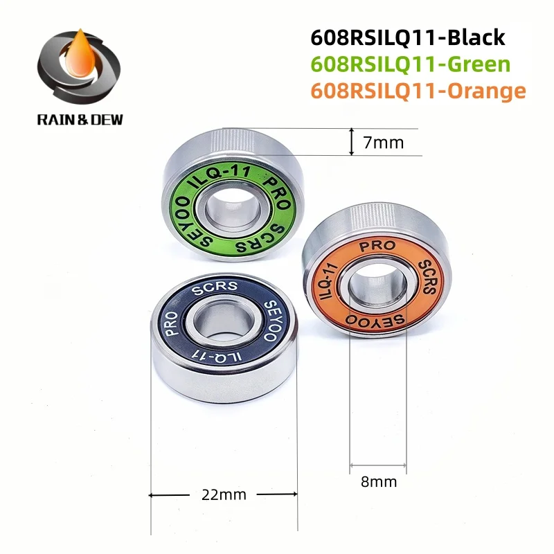 8pcs/set 8x22x7mm 608 Ball Bearings for Kick Scooters & Longboards Chrome Steel Smooth Rotation Replacement Parts8