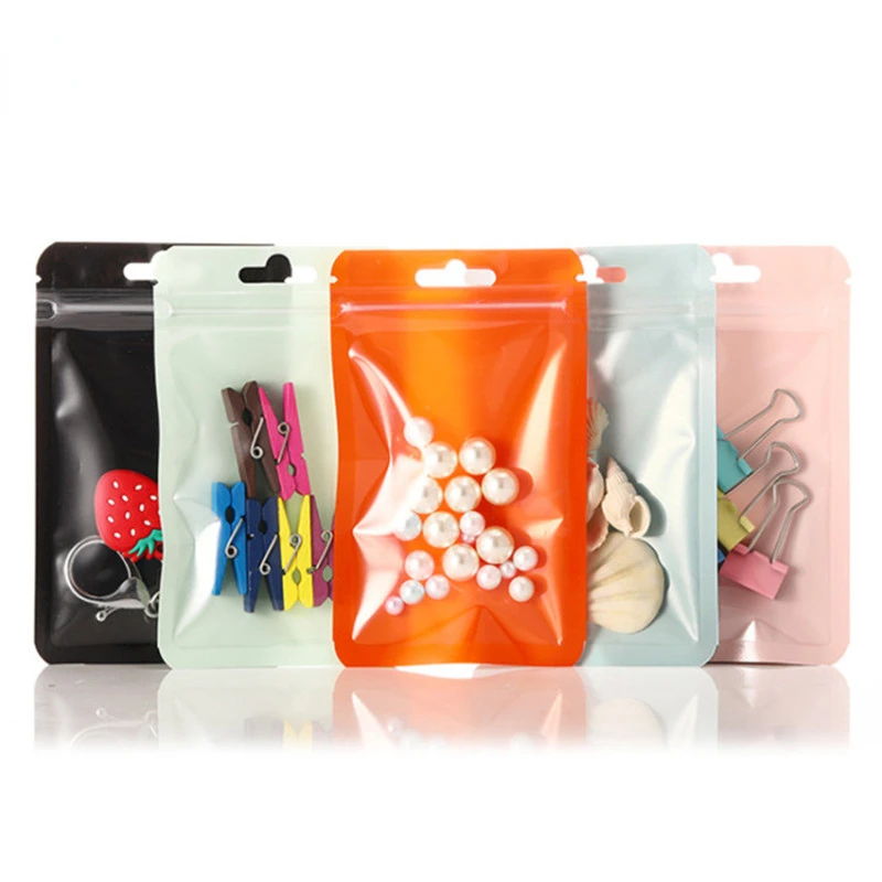 

Translucent Resealable Color Window Zip-Lock Bag Sugar Jewelry Ornaments USB Baby Toys Beauty Phone Cell Candy Packaging Pouches