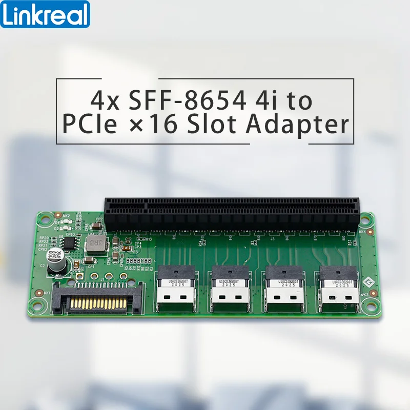 

Linkreal 4 Port SFF-8654 to PCIe x16 Slot Adapter-LRFCF941