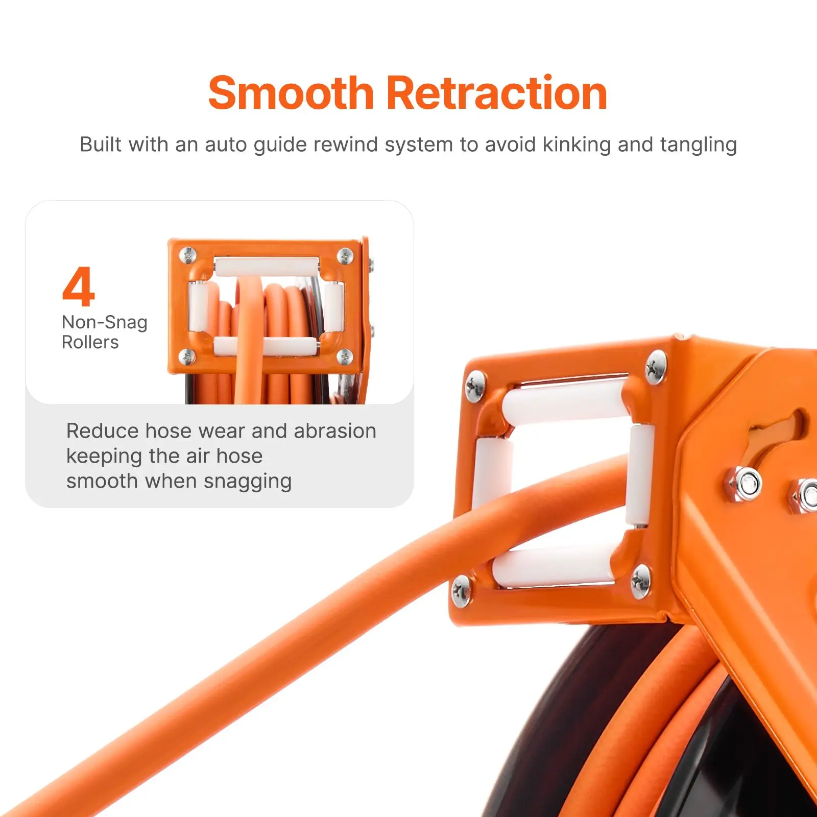 Retractable Air Hose Reel, 3/8IN x 100FT Rubber Max 300PSI, Compressor Auto-Rewind with 5FT Lead in, Ceiling/Wall Mount Heavy