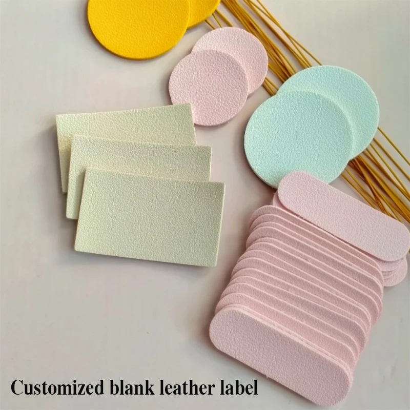 Etiqueta de cuero personalizada hecha a mano, en forma circular, con estampado en caliente, accesorios de parche de PU para correa de hombro, asa o cuerda.