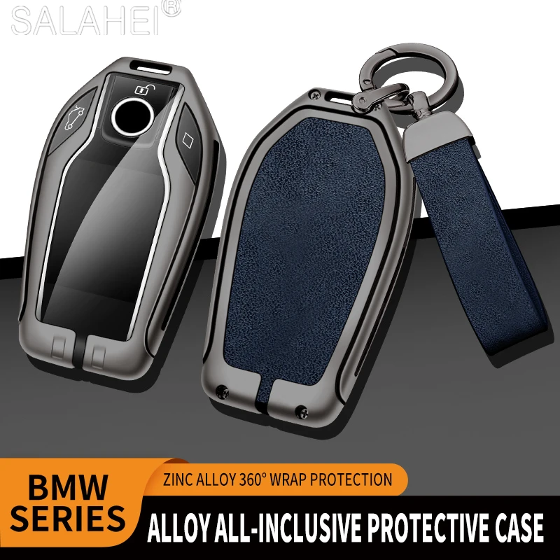 Alloy Leather Car Key Case Cover Keychain For Bmw 5 6 7 Series 530le Gt X3 X4 730li 740 G12 G30 G31 G32 I8 I12 I15 Accessories