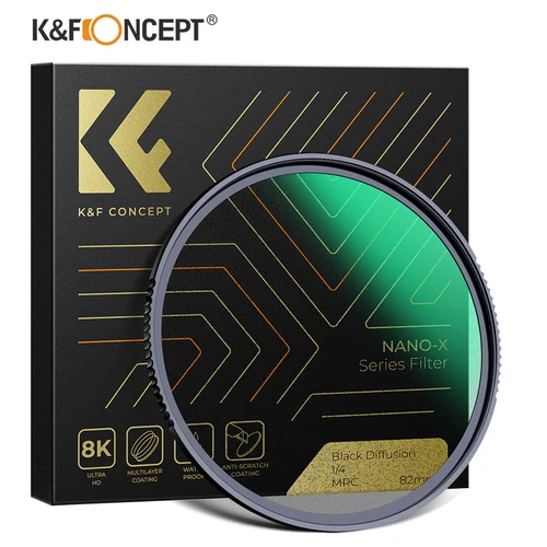 K&F Concept Nano-X Series Black Mist 1/4 1/8 Filtro Filtro de difusión de niebla negra 37/40,5/43/46/49/52/55/58/62/67/72/77/82 mm