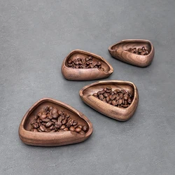Coffee Beans Dosage Tray Wooden Walnut Coffee Bean Measuring Bowl Coffee Bean Cup Weigh Container Espresso Bean Spoon Shovel