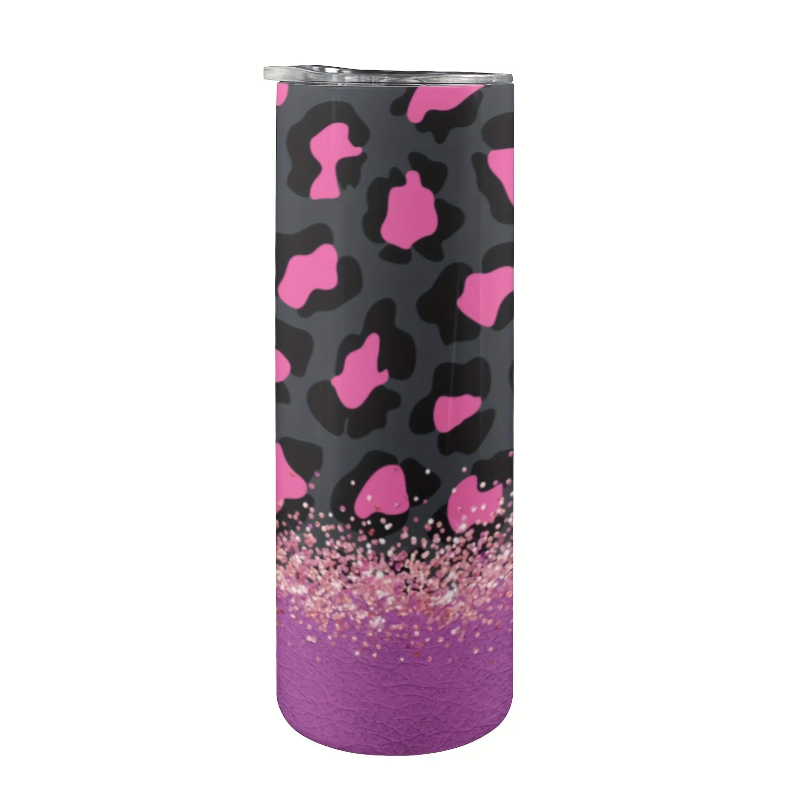 1pc, 20oz Stainless Steel Water Bottle, Leopard Print Tumbler With Lid And Straw, Insulated Straight Water Cups, Summer Winter Drinkware, Outdoor Travel Accessories, Valentine's Day Gifts