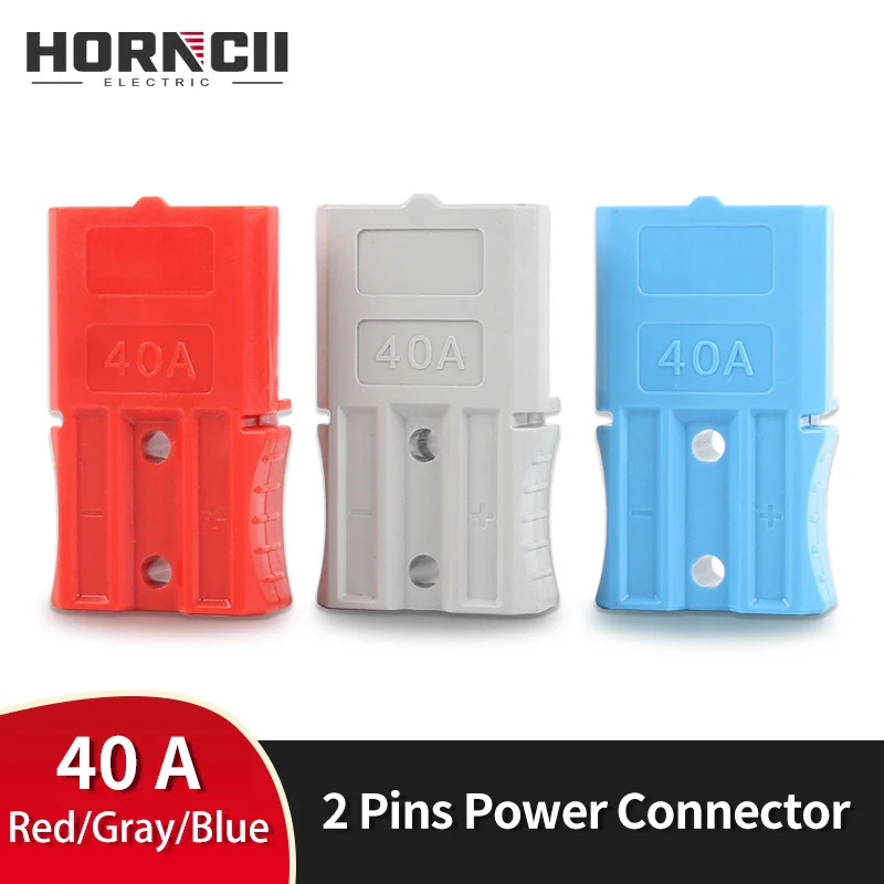 40A Double Pole with Copper Contact Power Connector SB40 600V DC 2 Pin Charging Plug Blue Gray Red Battery Quick Connector