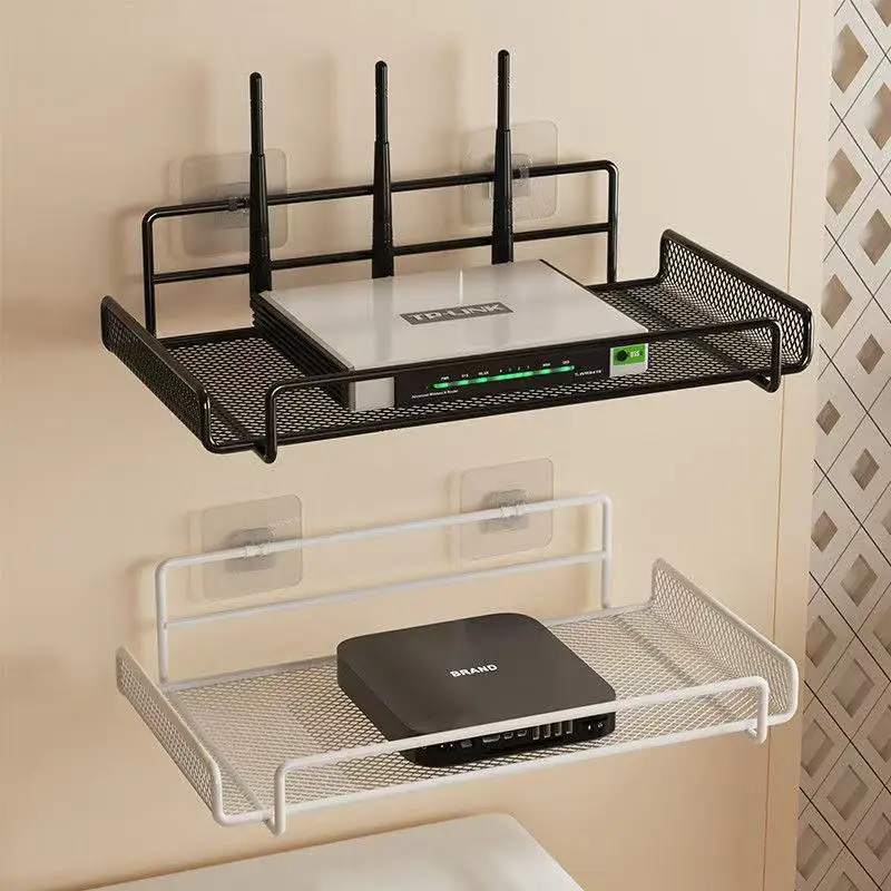 Prateleira de Parede em Aço Inoxidável para Roteador, Sem Furos, Organizador de Armazenamento WiFi para Casa, Banheiro e Cozinha