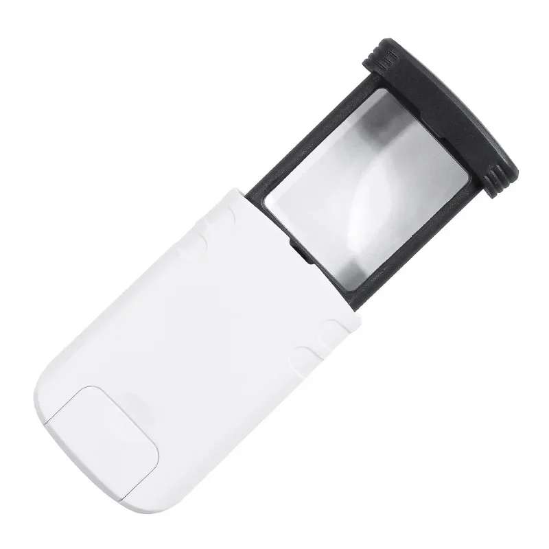 1PC 4X Magnifier Acrylic Optical Lens Folding Portable Pull-Out Magnifying Glass with LED Light for the Elderly to Read