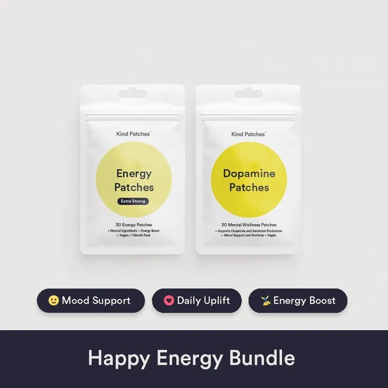 Energy Patches + Dopamine Patches Set - Promotes Everyday Mental Health, Positivity and Clarity of Thought, Relieve Fatigue