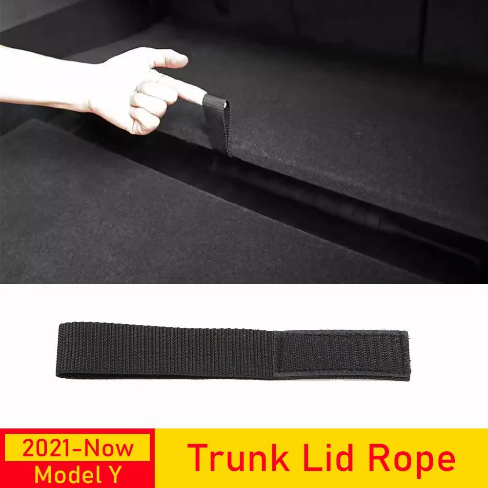 Rear Trunk Lid Pull Strap for Tesla Model Y 2021-2025 Juniper Launch Drawstring Rope Open Cover Handle Organizer Car Accessories