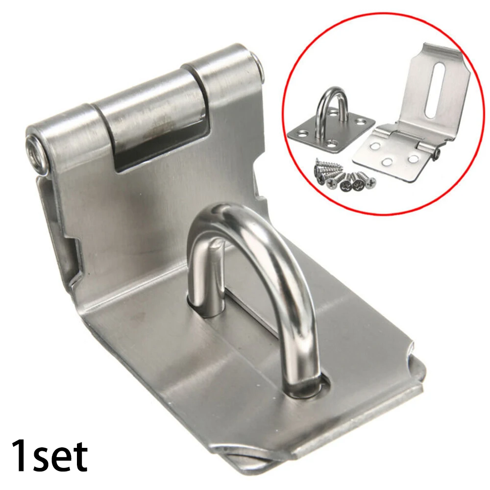 1 Set Stainless Steel Padlock Clasp Gate Hasp Staple Door 90