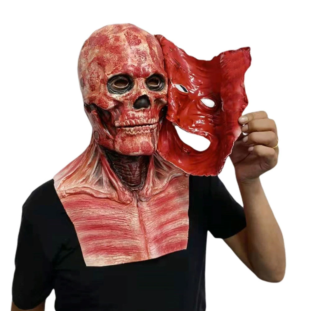 

Halloween Double Rip Mask Bloody Scary Skeleton Latex Mask Scary Joker Cosplay Party Mask Mascara Halloween Decoration 2024 New