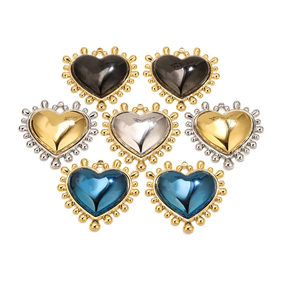 1pcs 18K Gold Plated Stainless Steel Heart Charms Vintage Oxidation Resistant Pendant for DIY Necklace Keychain Jewelry Making