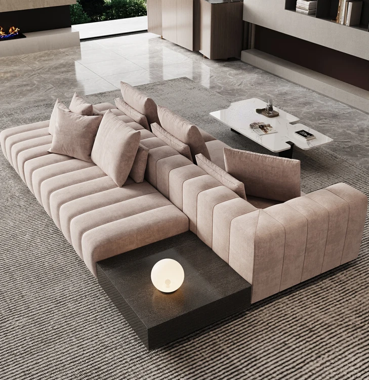 Large flat-floor horizontal hall villa fabric module sofa