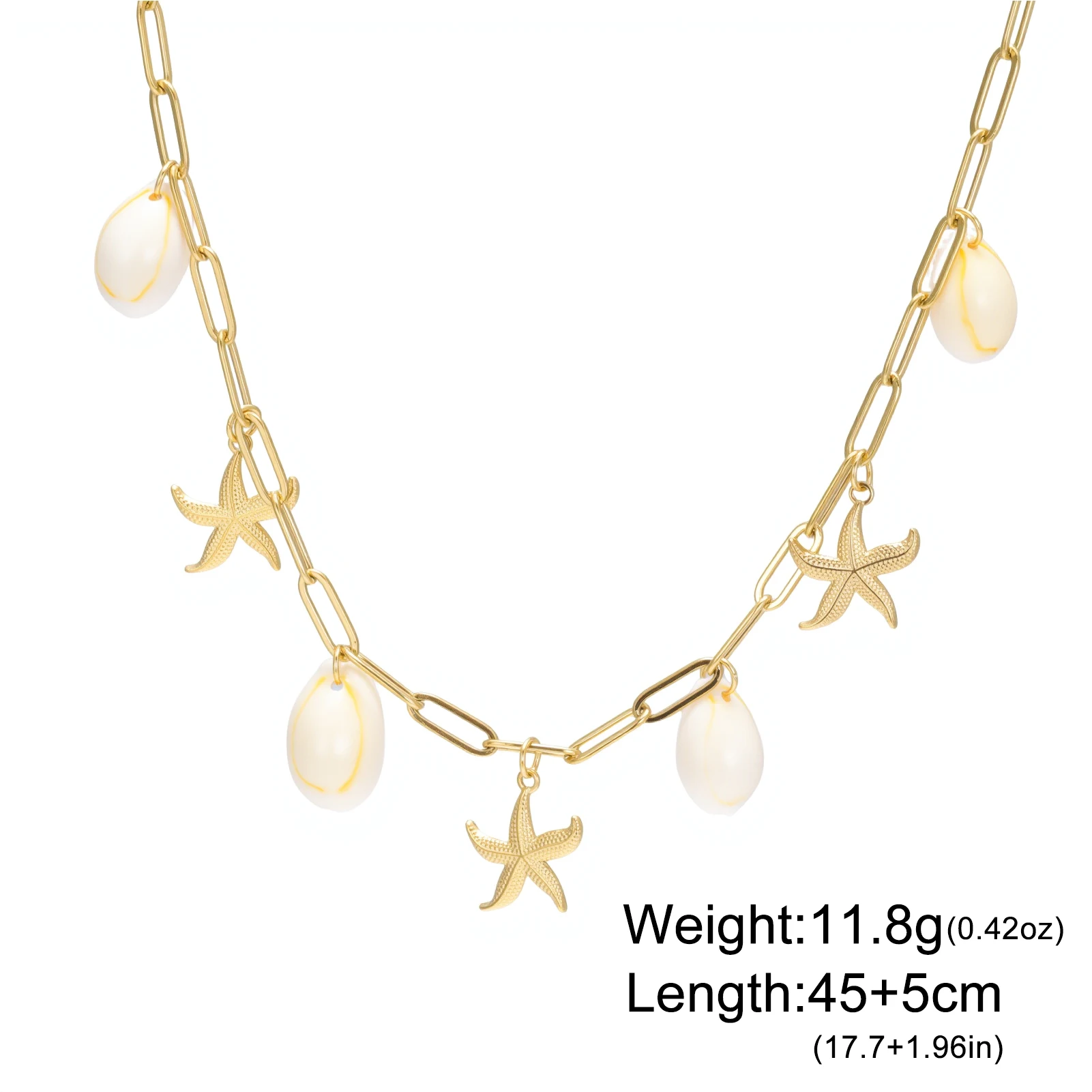 Unift الفولاذ المقاوم للصدأ البحر ستار محارة قلادة قلادة مطلية بالذهب سلسلة الترقوة العصرية عنصر المحيط قلادة مجوهرات هدايا