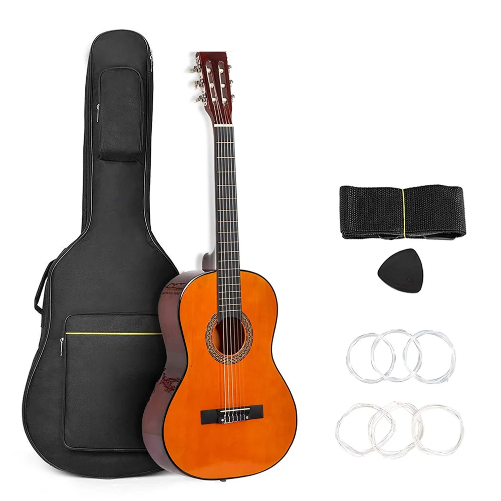 High Quality 39 Inch Classical Guitar Kit Beginner Nylon String Acoustic Guitar Set with Gig Bag Strap Picks for Students