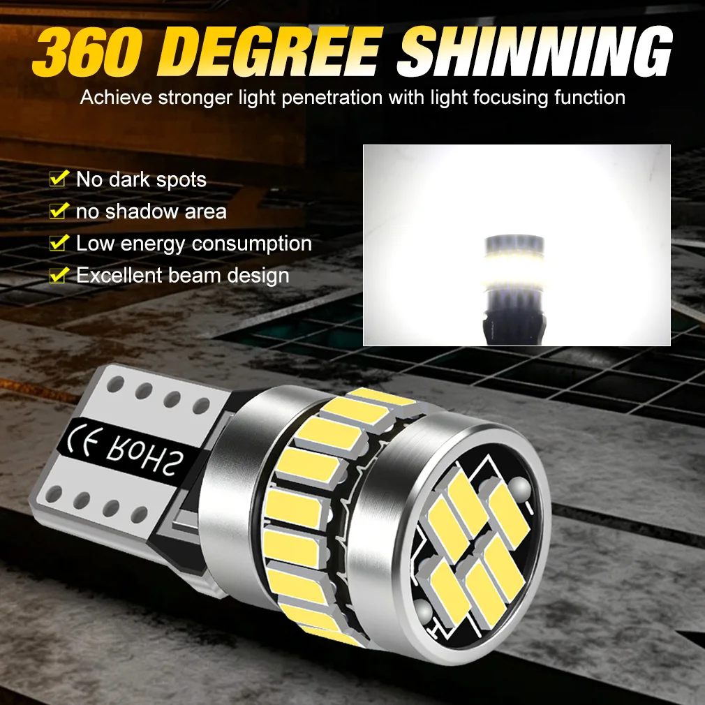 2pcs T10 W5W 194 168 LED Bulbs Canbus 20 SMD Car Parking Position Lights Interior Map Dome Lights Auto Lamp White 2000LM 12V