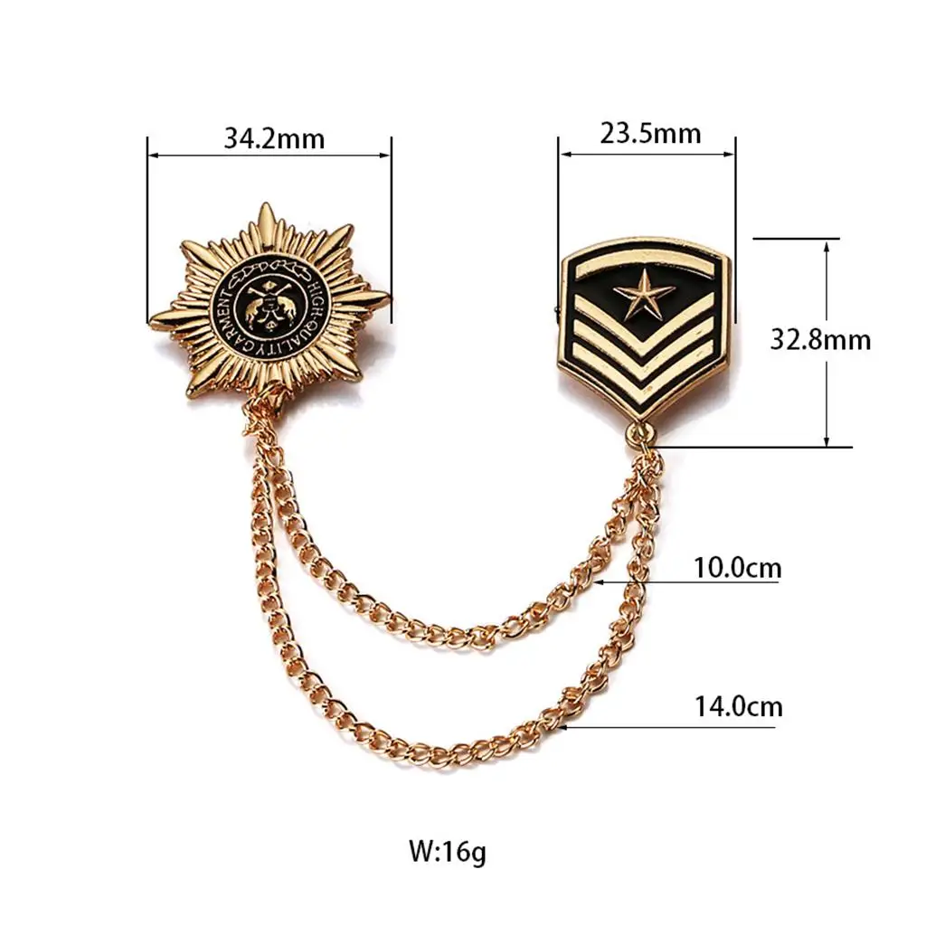 Antique Shield Badge Brooch Retro Medal Style Star Pin Alloy Vintage Jewelry for Men Suit Accessories
